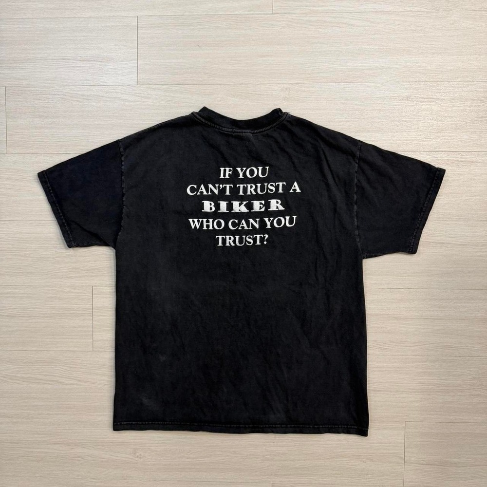 Vintage If You Can't Trust A Biker Faded Black Pocket Shirt Mens Size XL